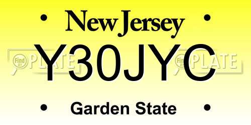 Y30JYC New Jersey License Plate