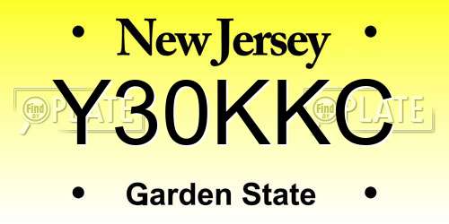Y30KKC New Jersey License Plate