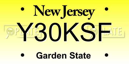 Y30KSF New Jersey License Plate