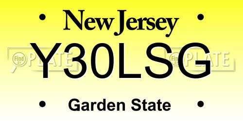 Y30LSG New Jersey License Plate
