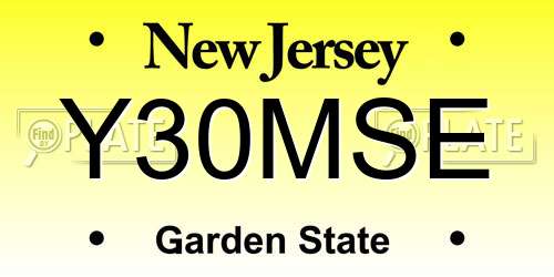 Y30MSE New Jersey License Plate