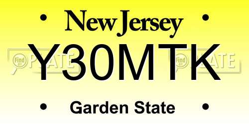 Y30MTK New Jersey License Plate