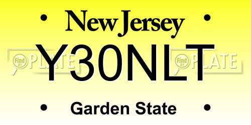 Y30NLT New Jersey License Plate