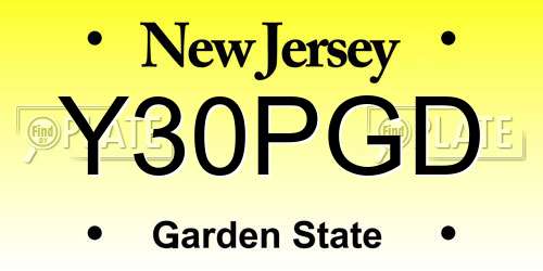 Y30PGD New Jersey License Plate