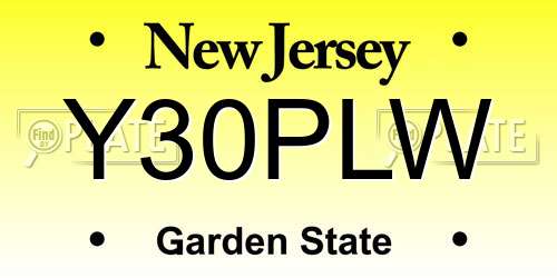 Y30PLW New Jersey License Plate