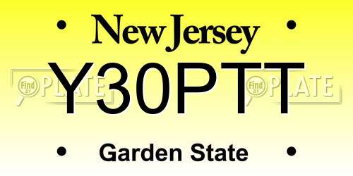 Y30PTT New Jersey License Plate