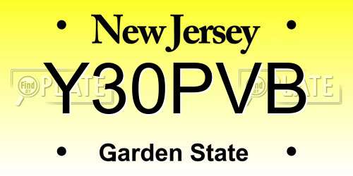 Y30PVB New Jersey License Plate
