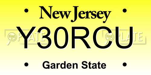 Y30RCU New Jersey License Plate