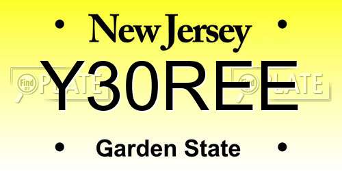 Y30REE New Jersey License Plate