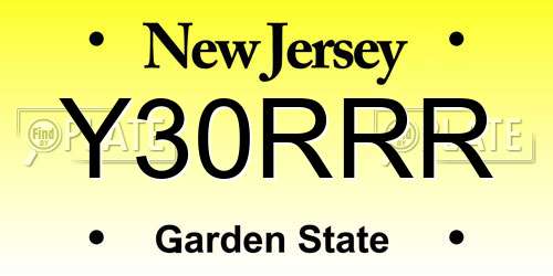 Y30RRR New Jersey License Plate