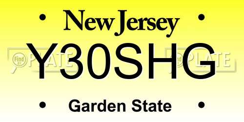 Y30SHG New Jersey License Plate