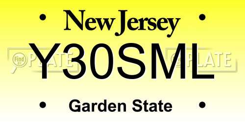 Y30SML New Jersey License Plate