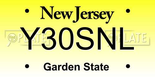 Y30SNL New Jersey License Plate