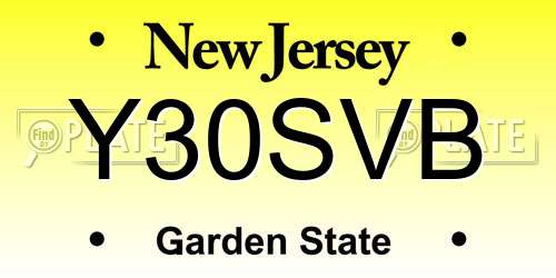 Y30SVB New Jersey License Plate