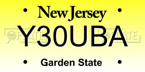 Y30UBA New Jersey License Plate