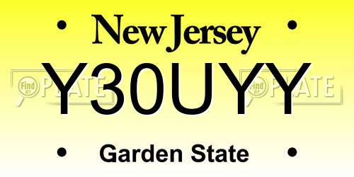 Y30UYY New Jersey License Plate