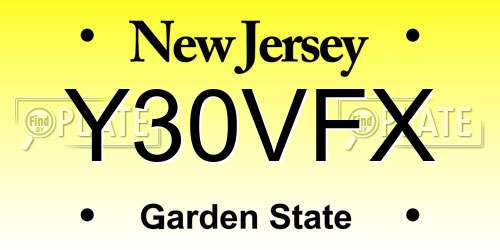 Y30VFX New Jersey License Plate