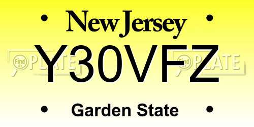 Y30VFZ New Jersey License Plate