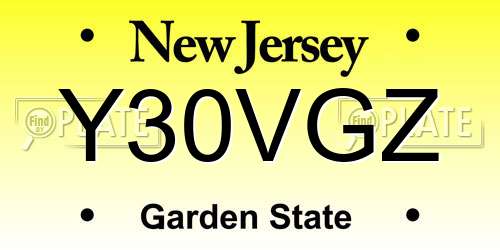Y30VGZ New Jersey License Plate