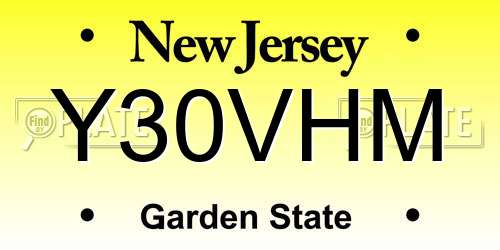 Y30VHM New Jersey License Plate