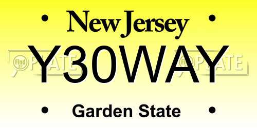 Y30WAY New Jersey License Plate