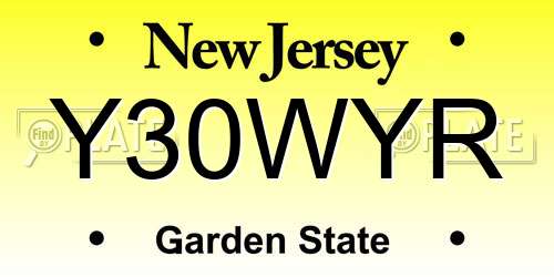 Y30WYR New Jersey License Plate