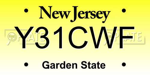 Y31CWF New Jersey License Plate