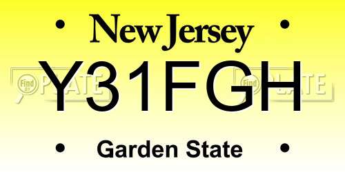 Y31FGH New Jersey License Plate