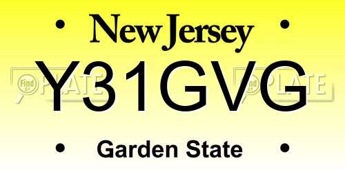 Y31GVG New Jersey License Plate