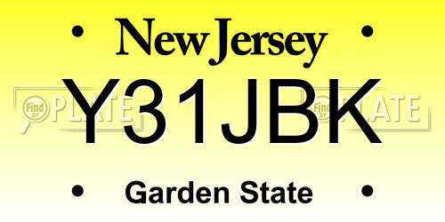 Y31JBK New Jersey License Plate