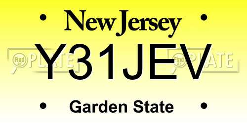Y31JEV New Jersey License Plate