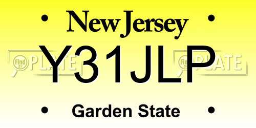 Y31JLP New Jersey License Plate