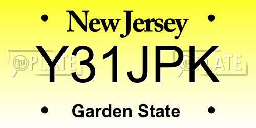Y31JPK New Jersey License Plate