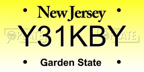 Y31KBY New Jersey License Plate