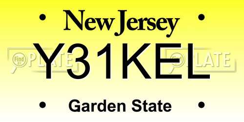 Y31KEL New Jersey License Plate
