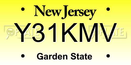 Y31KMV New Jersey License Plate
