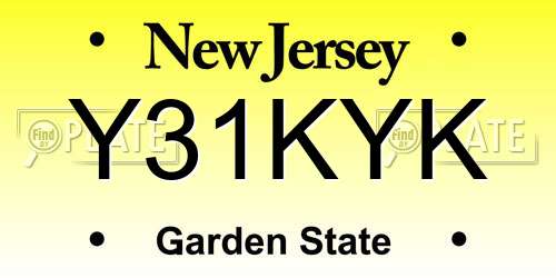 Y31KYK New Jersey License Plate