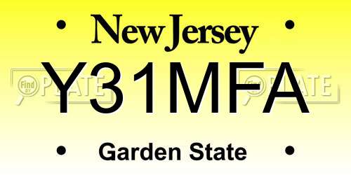 Y31MFA New Jersey License Plate