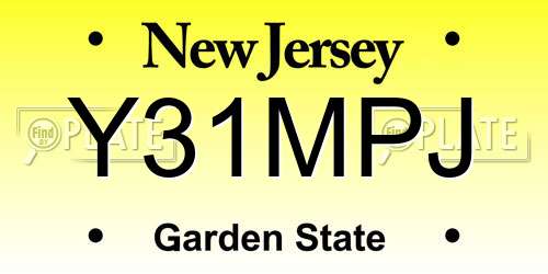 Y31MPJ New Jersey License Plate