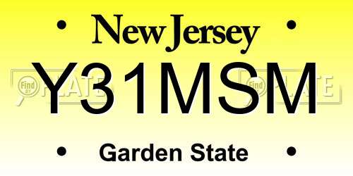 Y31MSM New Jersey License Plate
