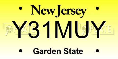 Y31MUY New Jersey License Plate