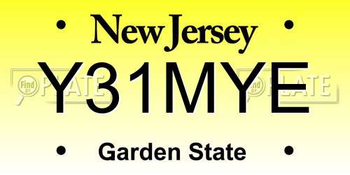 Y31MYE New Jersey License Plate