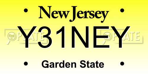 Y31NEY New Jersey License Plate
