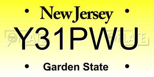 Y31PWU New Jersey License Plate