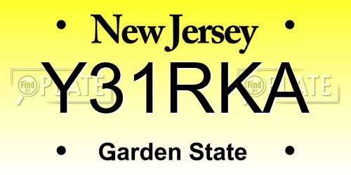 Y31RKA New Jersey License Plate
