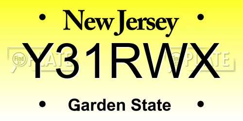 Y31RWX New Jersey License Plate