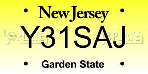 Y31SAJ New Jersey License Plate
