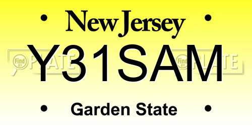 Y31SAM New Jersey License Plate