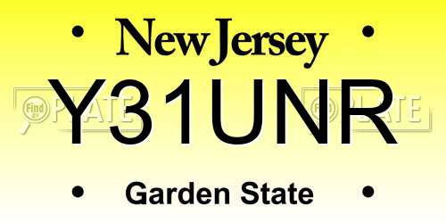 Y31UNR New Jersey License Plate