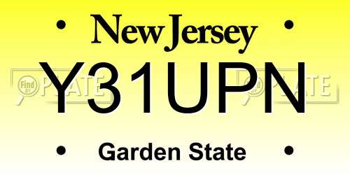 Y31UPN New Jersey License Plate